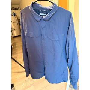 Columbia men's‎ XXL sun protection button up long sleeve Omni shade blue
